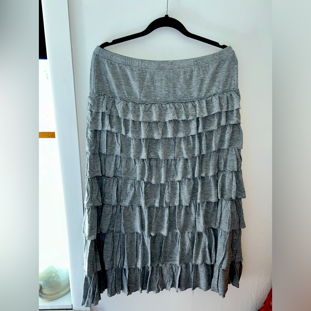 Soft Surroundings Gray Tiered Skirt Size L/XL